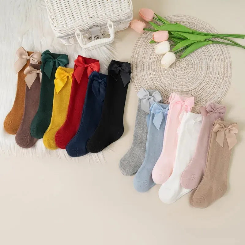 Girls Knee-High Bow Socks – 3-Pair Spanish Style Princess Set