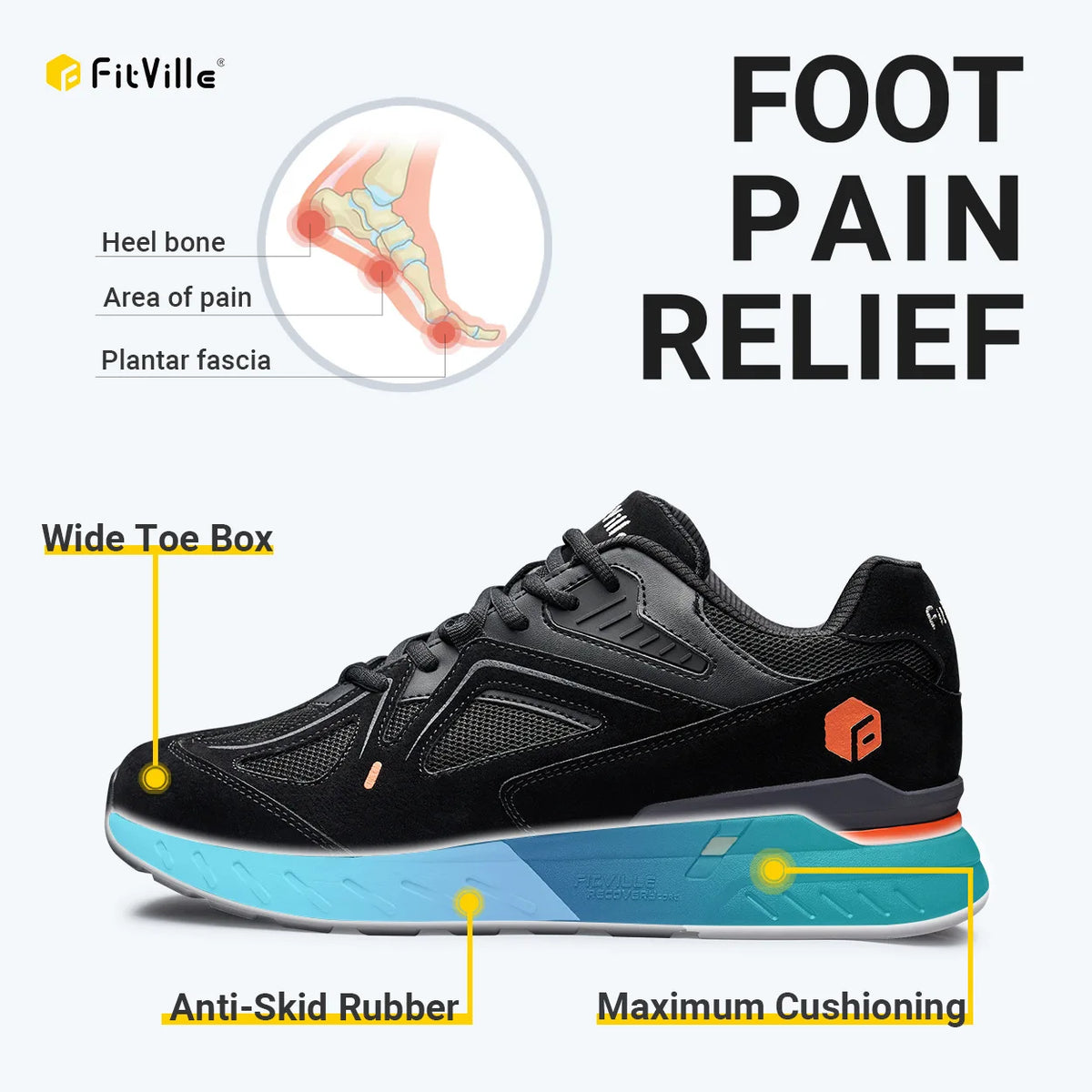 Men's Extra Wide Walking Shoes – Lightweight Arch Support Sneakers