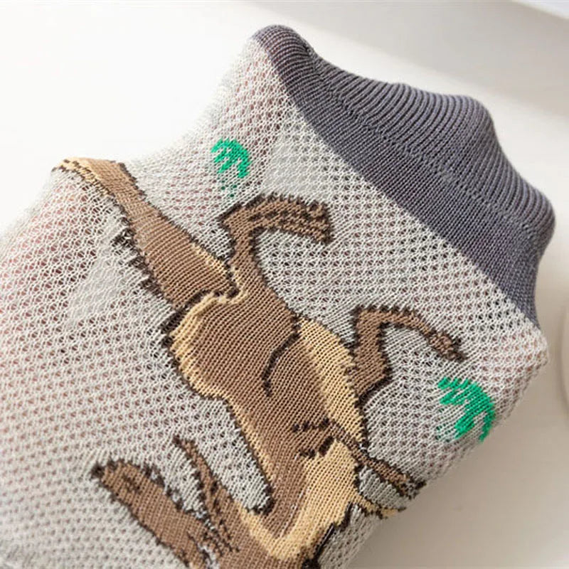 Boys Dinosaur Pattern Socks – 5-Pair Soft & Breathable Kids Socks