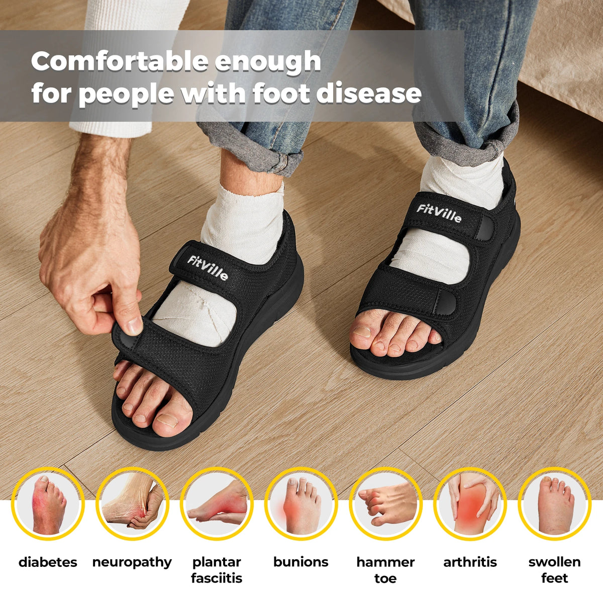 Men's Wide Summer Sandals – Lightweight Breathable Casual Shoes