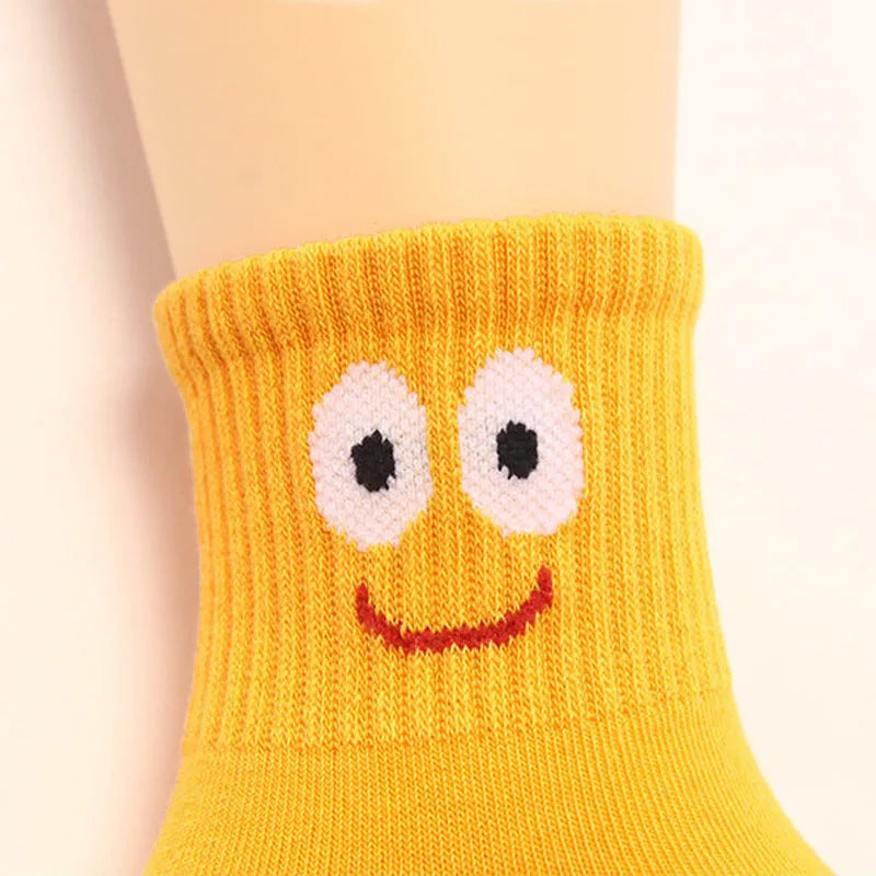 Kids Funny Face Emoji Socks – 5-Pair Set for Boys & Girls