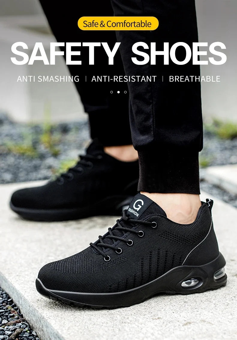 Men's Steel Toe Safety Shoes – Lightweight Breathable Work Sneakers