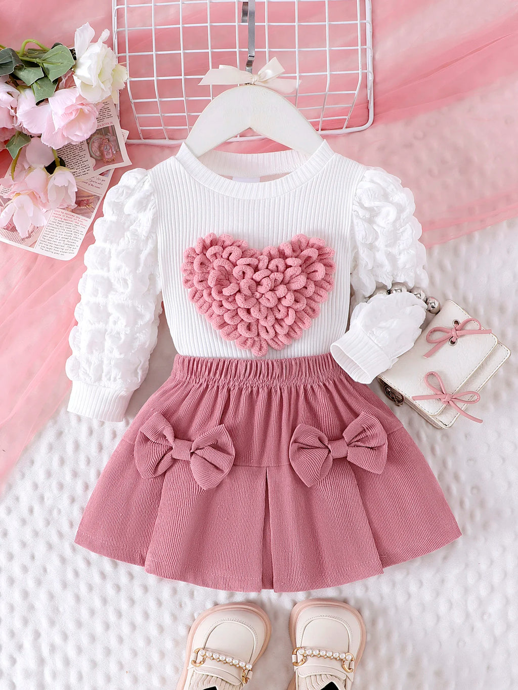 Girls Summer 3-Piece Pajama Set – Short Sleeve Top & Shorts