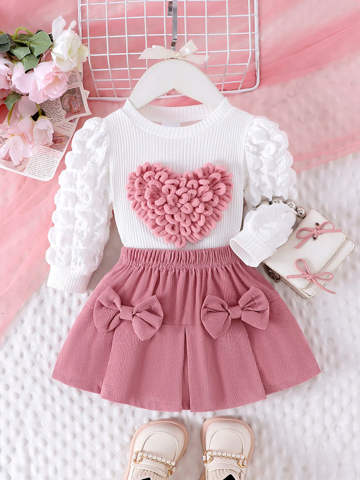 Girls Summer 3-Piece Pajama Set – Short Sleeve Top & Shorts