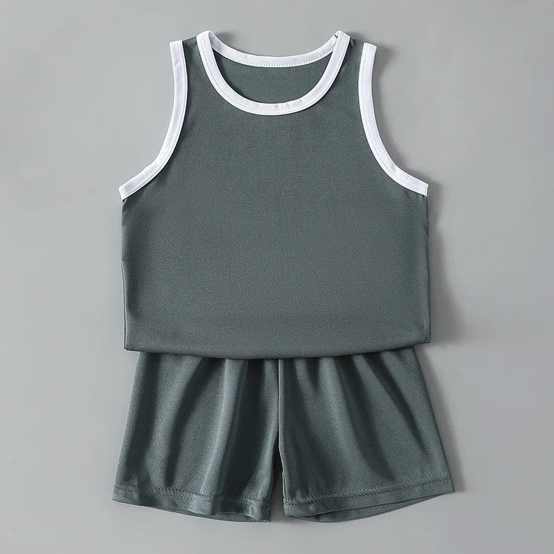 Kids Summer Sports Set – Sleeveless T-Shirt & Shorts 2/4 Piece