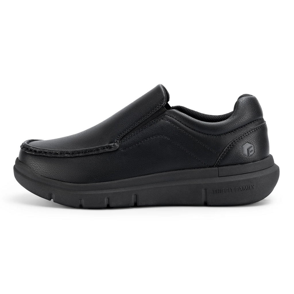 Men's Wide Fit Leather Slip-On Loafers – Lightweight Casual Walking Shoes