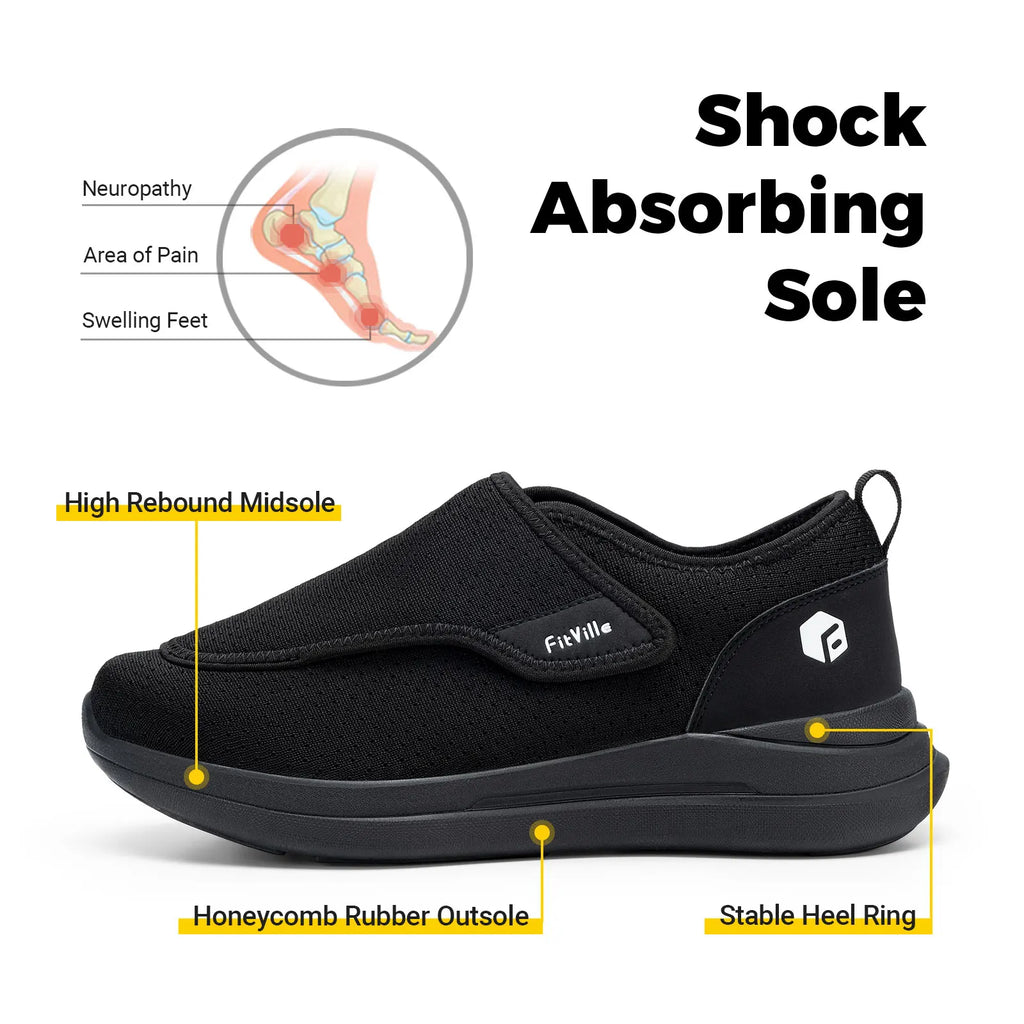 Men's Extra Wide Adjustable Walking Shoes – Roomy Comfort Fit