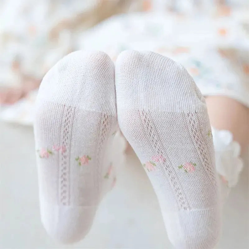 Kids Cartoon Flower Socks – 5-Pair Cotton Mesh Set