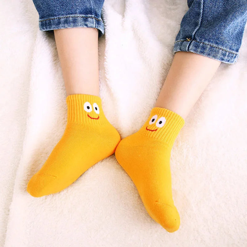 Kids Funny Face Emoji Socks – 5-Pair Set for Boys & Girls