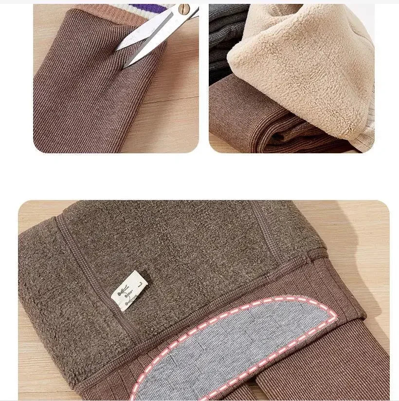 Girls' Winter Fleece-Lined Stripe Leggings – Warm Skinny Pants