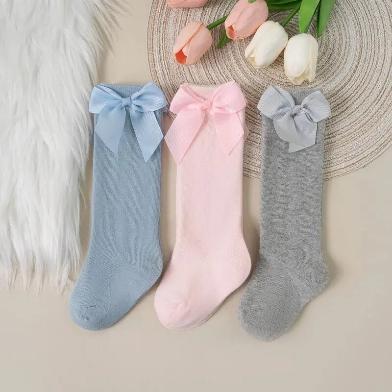 Girls Knee-High Bow Socks – 3-Pair Spanish Style Princess Set
