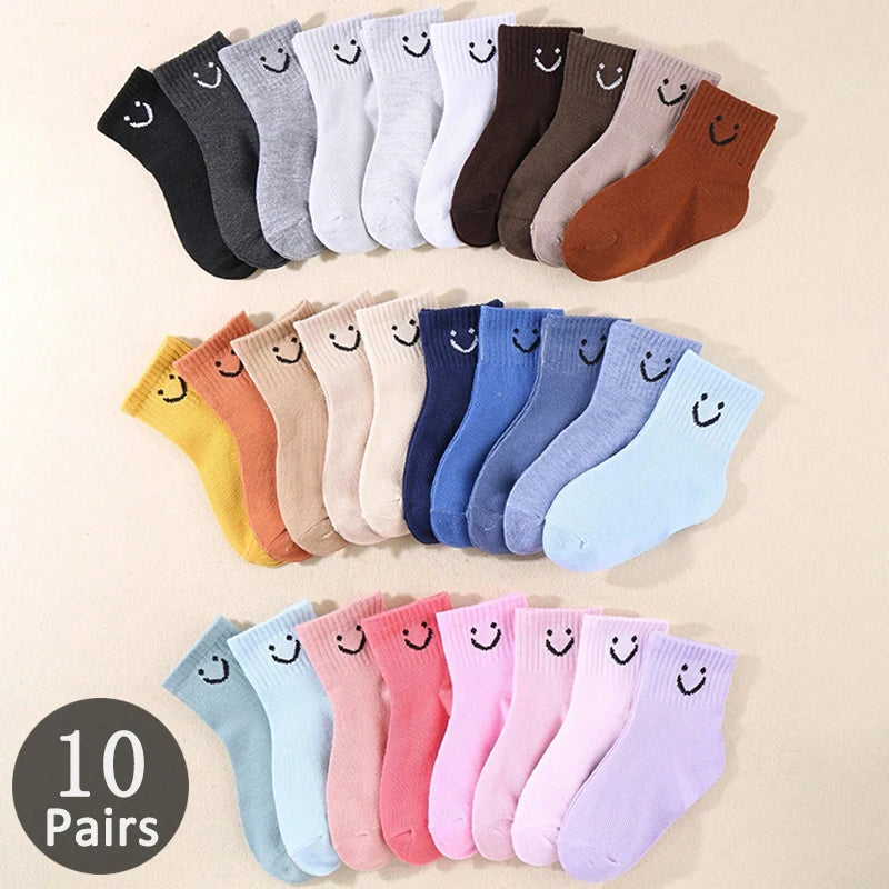 Kids Funny Face Emoji Socks – 5-Pair Set for Boys & Girls