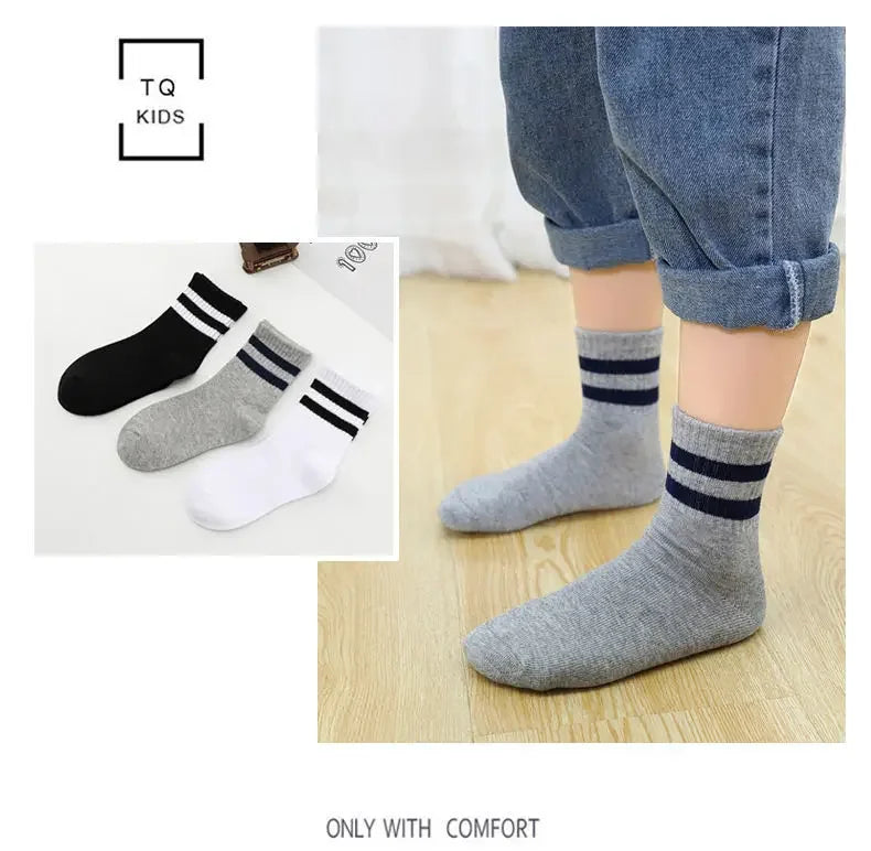 Kids Cotton School Socks – 5-Pair Set for Boys & Girls