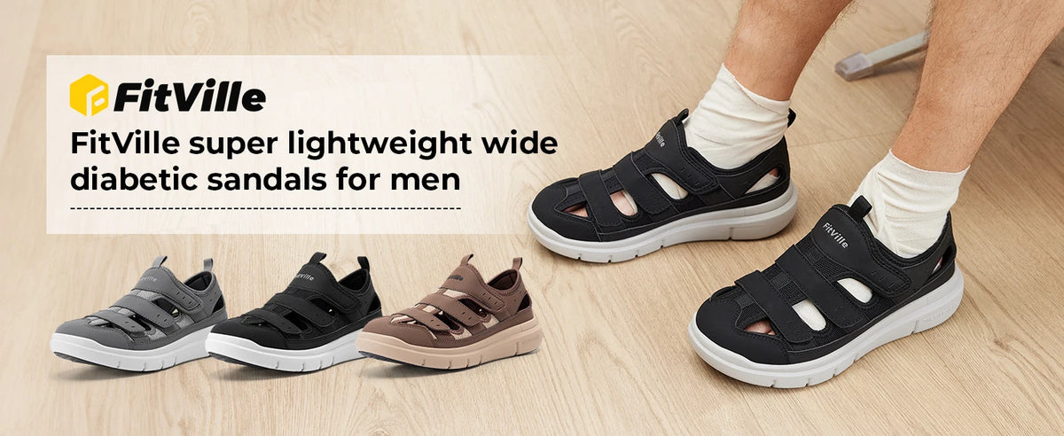 Men's Wide Fit Sandals – Lightweight Breathable Comfort Shoes with Arch Support