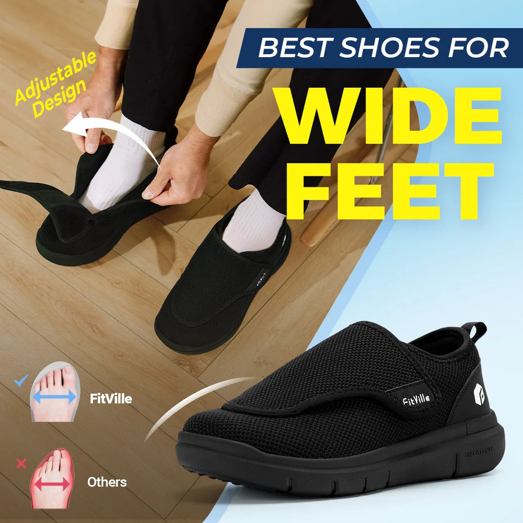 Men's Extra Wide Adjustable Walking Shoes – Roomy Comfort Fit