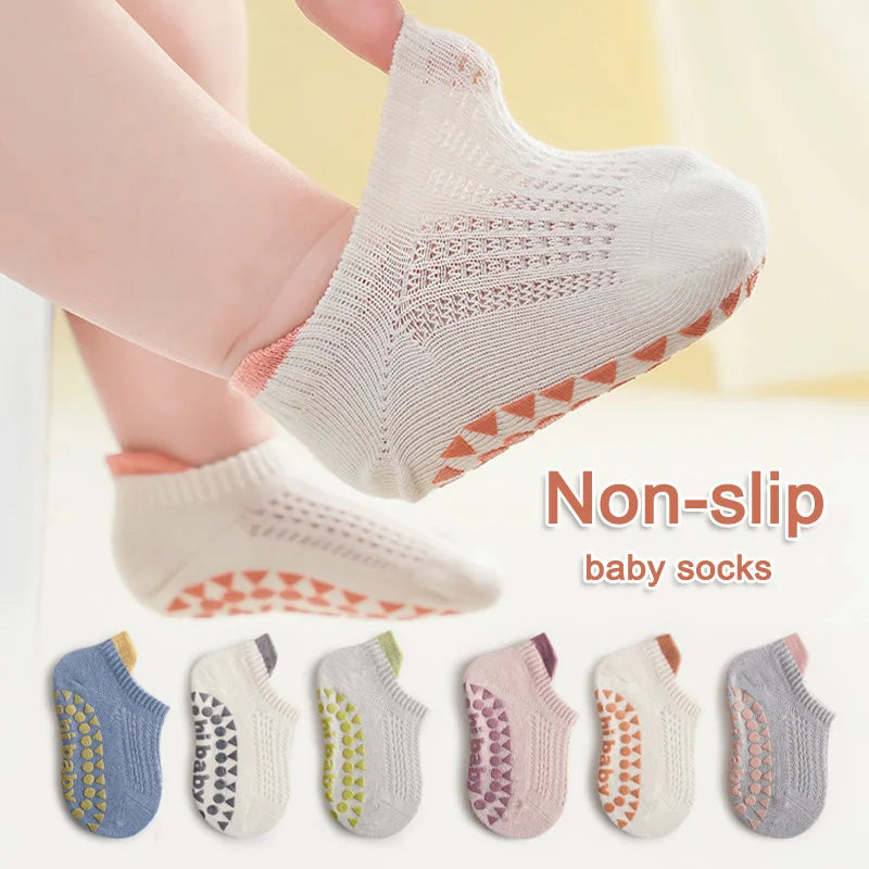 Baby Toddler Cotton Non-Slip Socks – 6-Pair Set for Boys & Girls