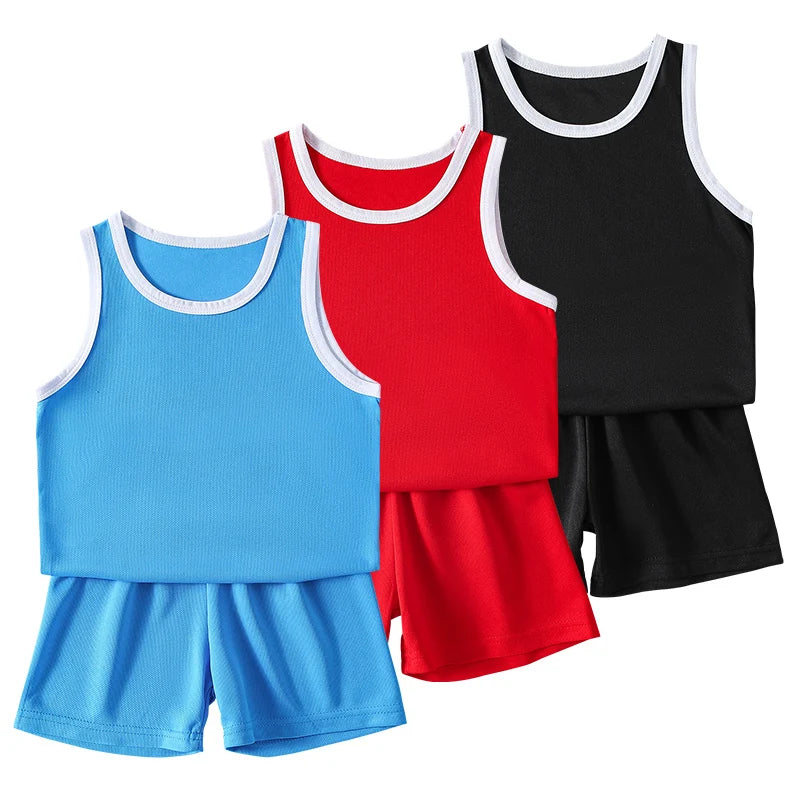 Kids Summer Sports Set – Sleeveless T-Shirt & Shorts 2/4 Piece