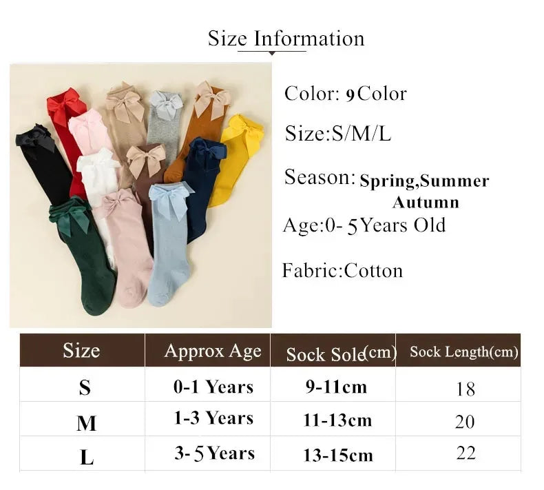 Girls Knee-High Bow Socks – 3-Pair Spanish Style Princess Set