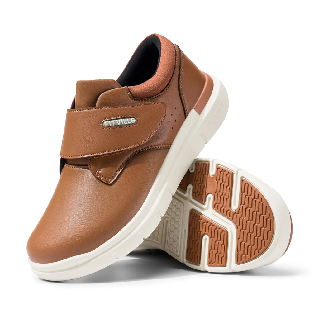 Men's Wide Leather Slip-On Shoes – Lightweight Non-Slip Comfort Shoes