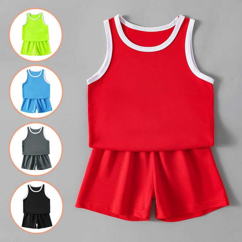 Kids Summer Sports Set – Sleeveless T-Shirt & Shorts 2/4 Piece